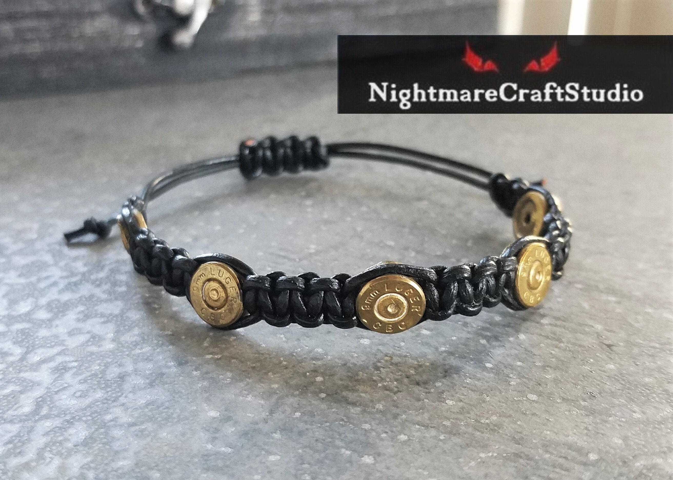 9mm Bullet Shell Bracelet With Leather Cord - Etsy