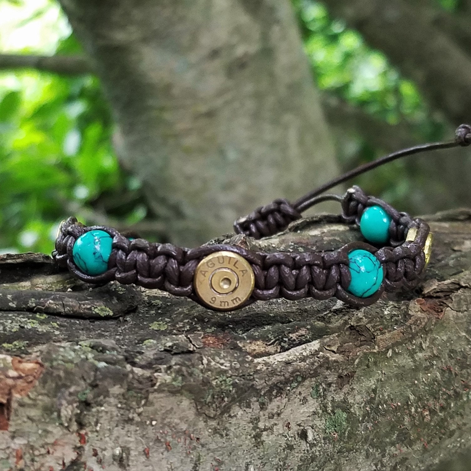 9mm Bullet Shell Woven Leather Cord Bracelet With Beads - Etsy
