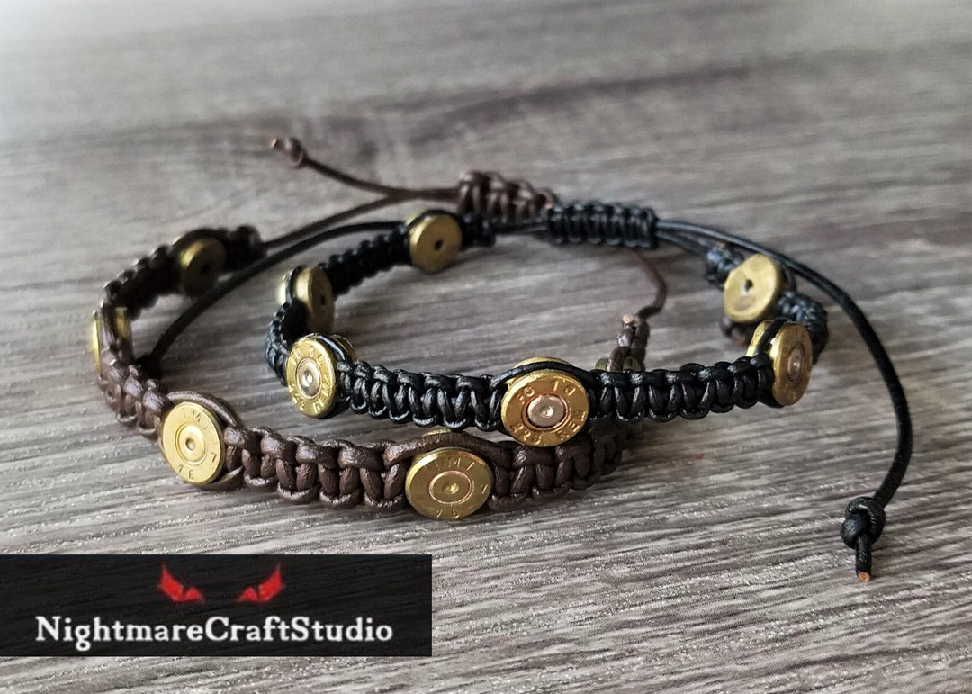 Brass .223 Bullet Shell Bracelet With Black or Brown Leather Cord - Etsy