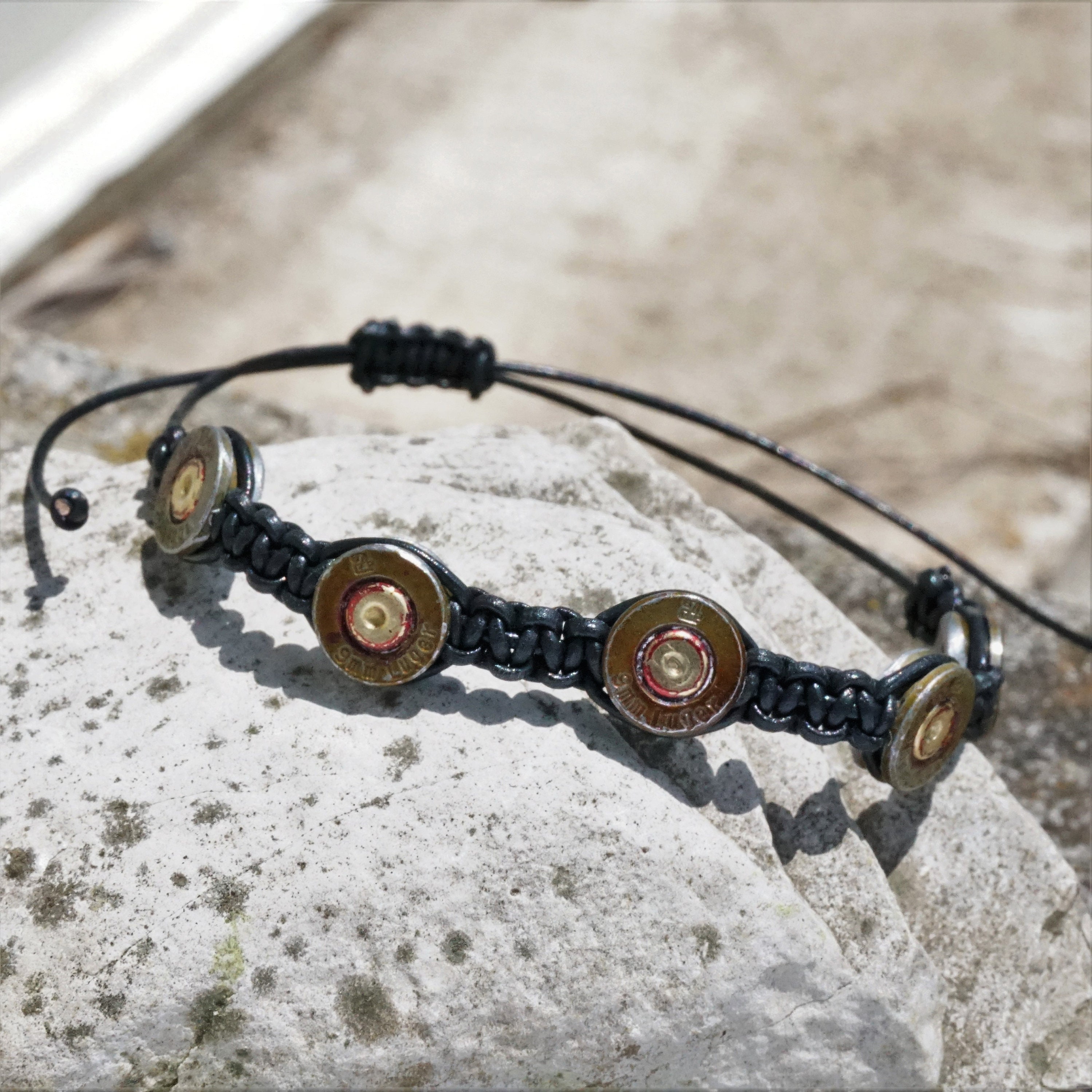 9mm Bullet Shell Bracelet With Leather Cord - Etsy