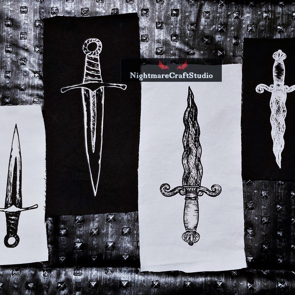 The Knife Collection - Screenprinted Dagger Blade Cloth Patches