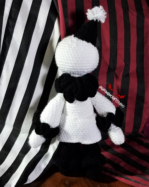 Black & White Pierrot Clown Crochet Plush - Etsy