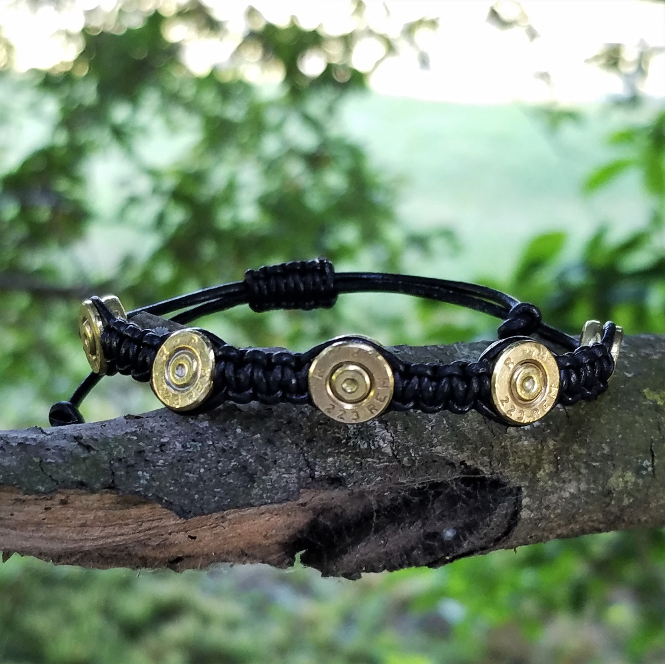 Brass .223 Bullet Shell Bracelet With Black or Brown Leather | Etsy