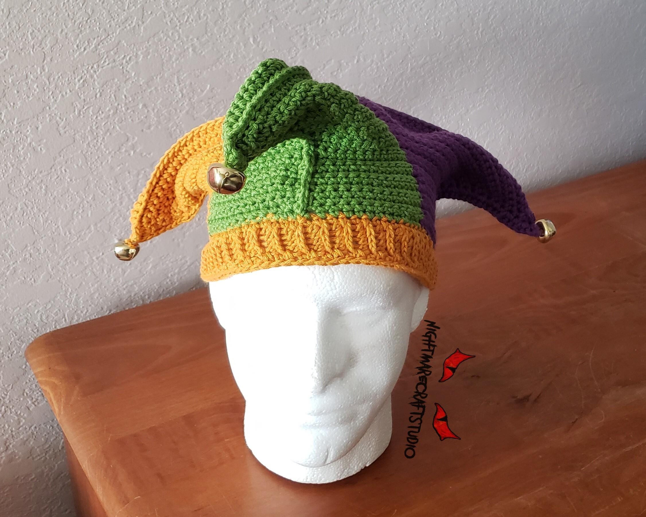 Mardi Gras Colors Crochet Jester Hat With Jingle Bells - Etsy