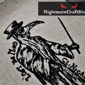 May include: Black and white illustration of a plague doctor holding a sword. The text "Only for Loot" is on the left side of the image and "Clinically" is on the right side of the image.