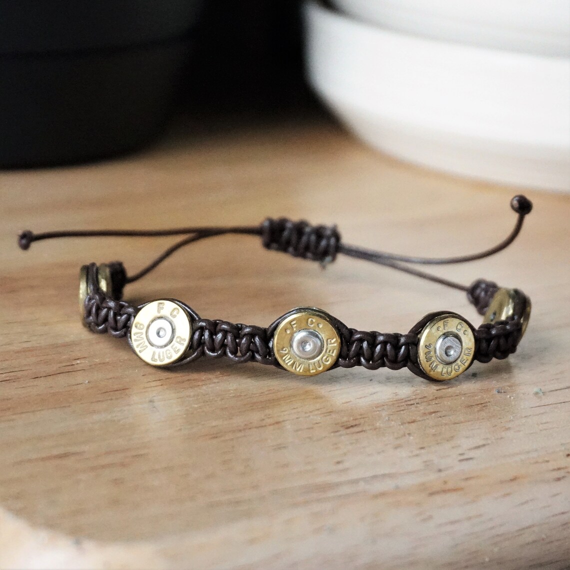 9mm Bullet Shell Bracelet With Leather Cord - Etsy