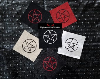 Pentacle/Pentagram Screenprinted Cloth Patch - Punk Sew-on Patch