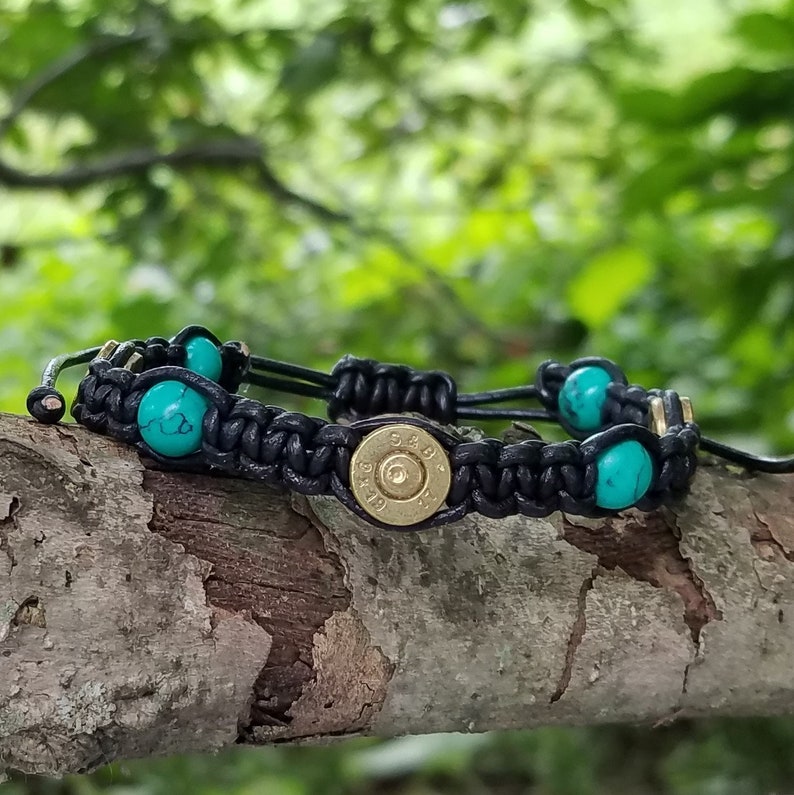 9mm Bullet Shell Woven Leather Cord Bracelet With Beads - Etsy