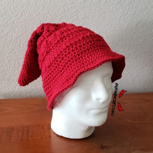 Red Cotton Crochet Wizard Hat