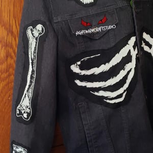Bones Set of 2 Screenprinted Cloth Patches - Arm or Leg Skeleton Bones image 7
