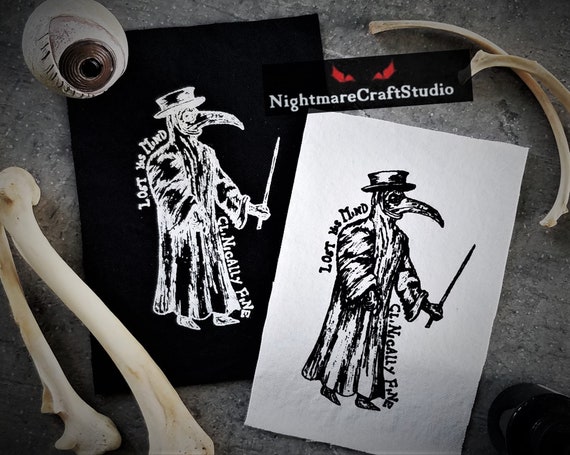 Plague Doctor Screenprinted Cloth Patch