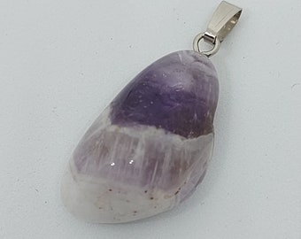 Purple and white amethyst natural drop polished pendant necklace