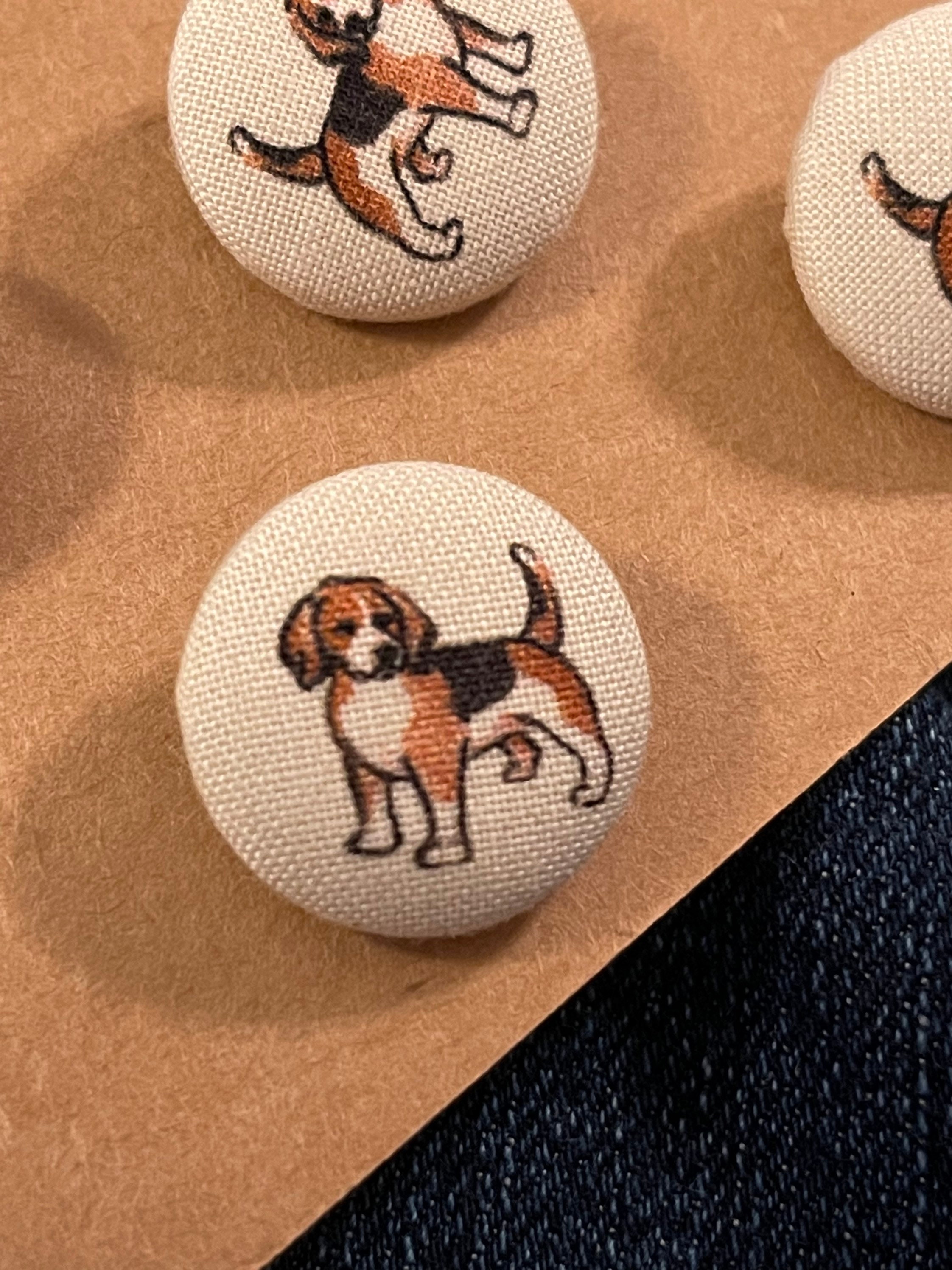 Beagle Dog Buttons Set of 4 fabric Beagle Dog Buttons Etsy