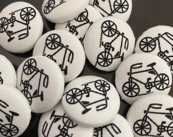 Bike Buttons: Black & White Bicycle Embellishments, Set of 4