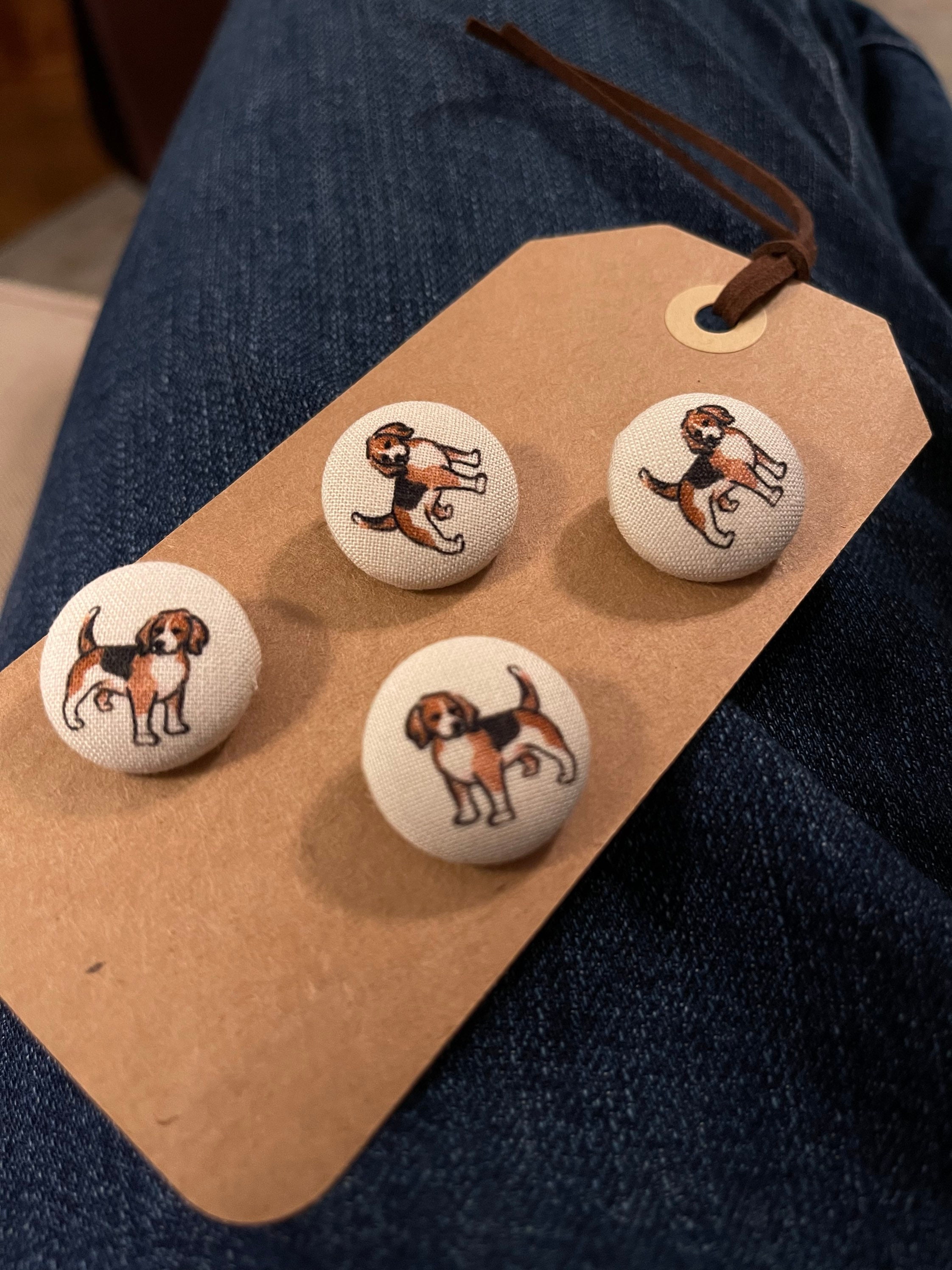 Beagle Dog Buttons Set of 4 Fabric Beagle Dog Buttons Etsy