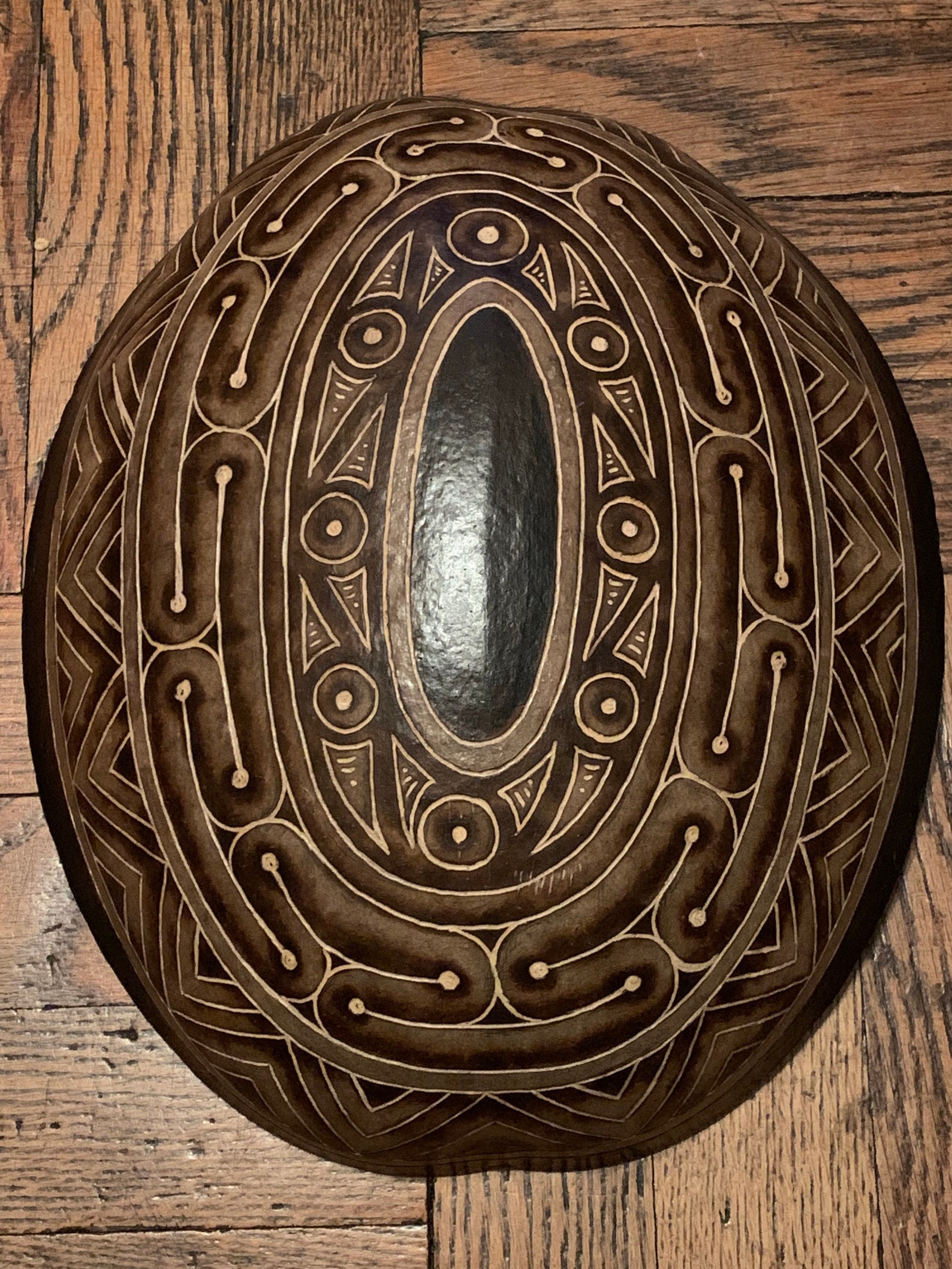 Large Taino Art Patterns Carved Gourd Art Very Unique Etsy