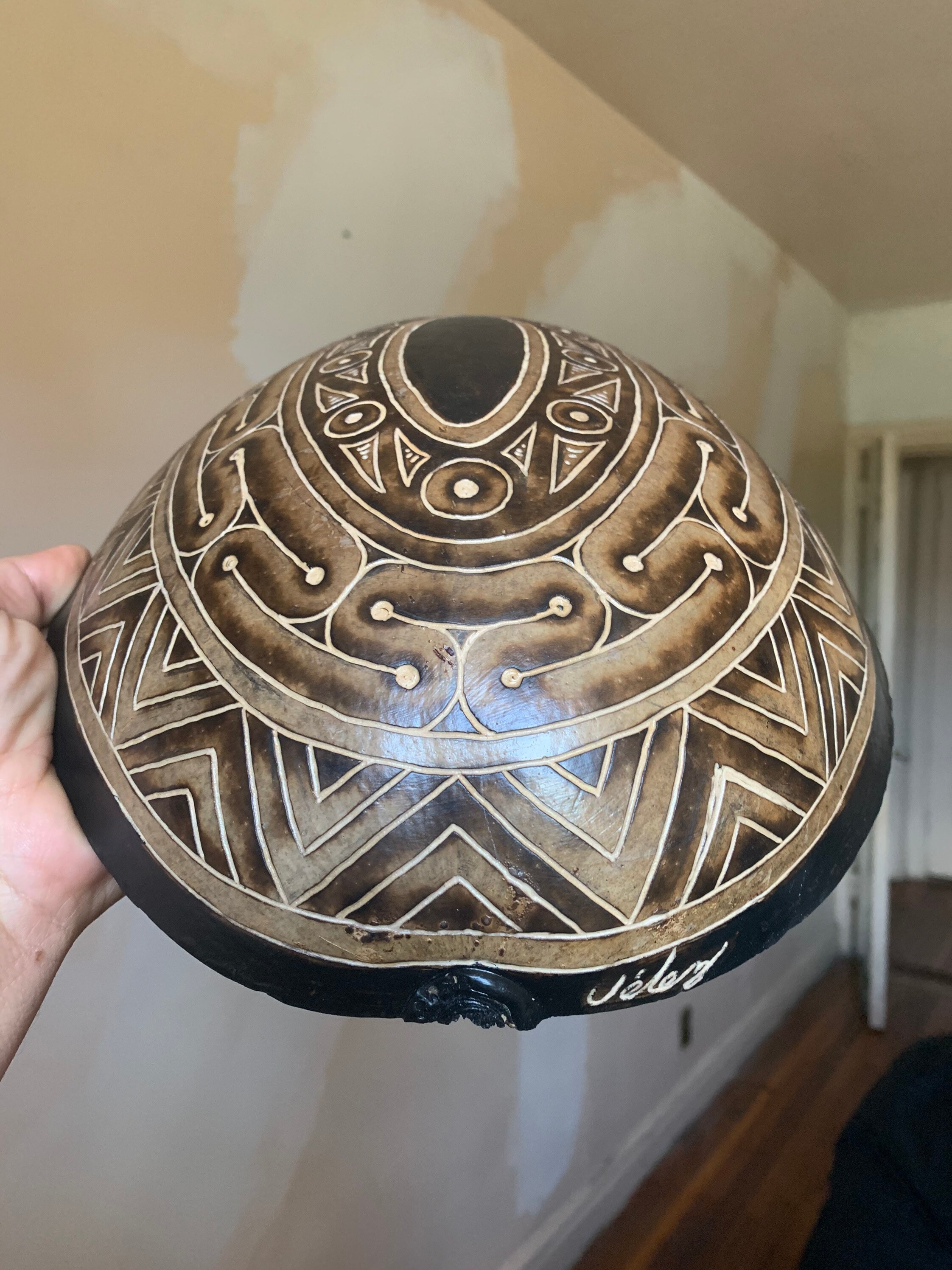 Large Taino Art Patterns Carved Gourd Art Very Unique Etsy