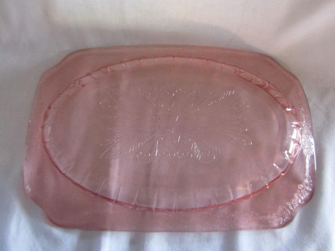 Vintage Pink Depression Glass Rectangular Platter Etsy