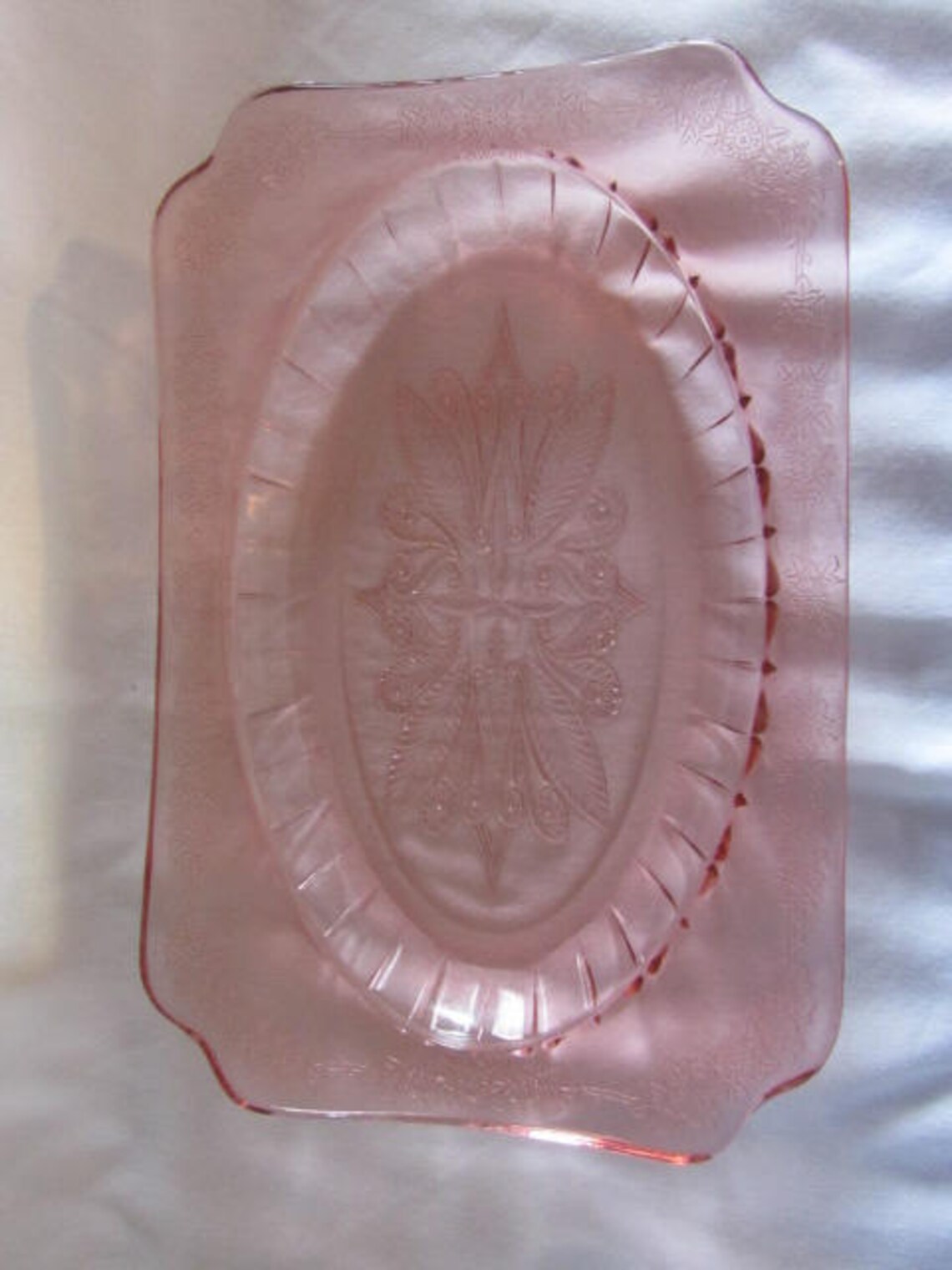 Vintage Pink Depression Glass Rectangular Platter Etsy