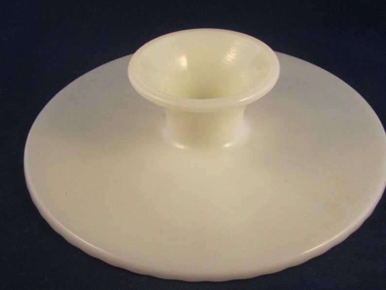 MCM Anchor Hocking Milk Glass Cake Pedstal Plate