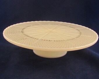 MCM Anchor Hocking Milk Glass Cake Pedstal Plate