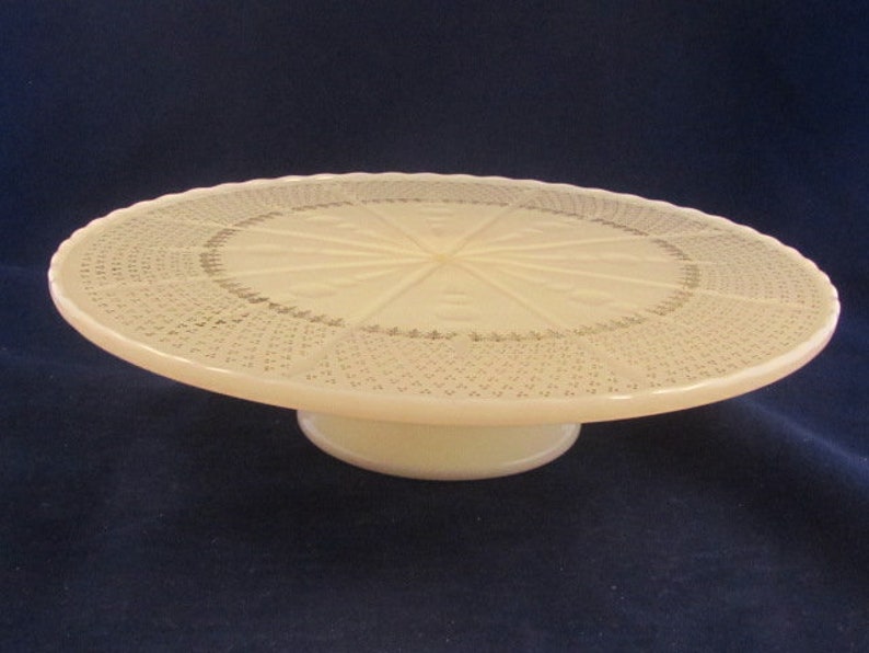 MCM Anchor Hocking Milk Glass Cake Pedstal Plate