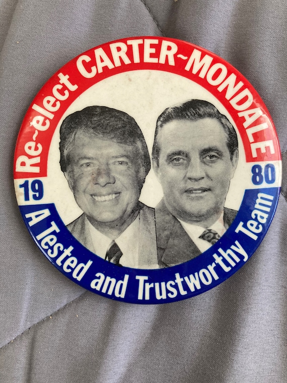 1980 Jimmy Carter-Walter Mondale Large Campaign B… - image 1