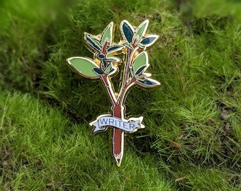 Writer tree branch pencil Hard Enamel Pin 1.25"