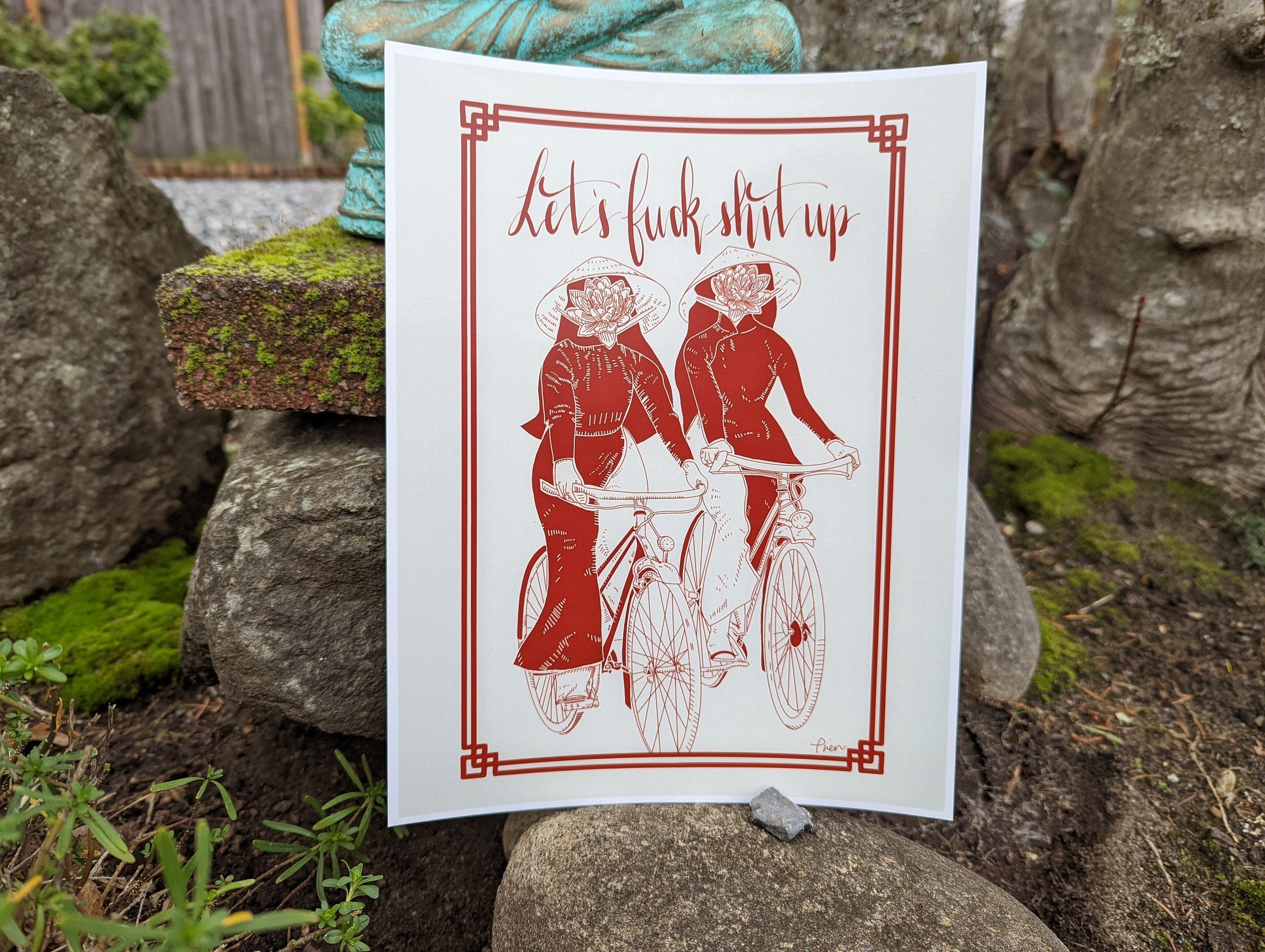 Art Print Vietnamese women ao dai Let's fuck shit up