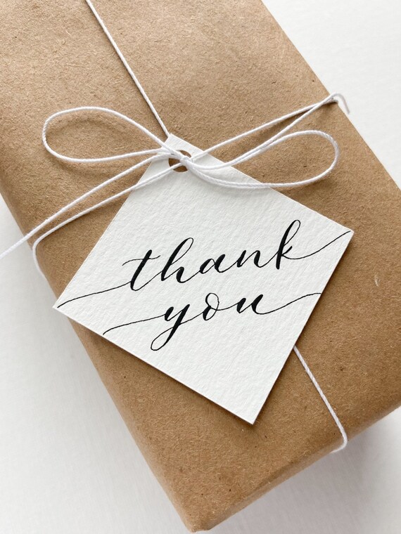 Handwritten Calligraphy Thank You Tags With String 10 Pack/ Party