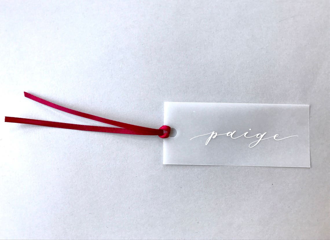 Calligraphy Vellum Name Tags/ Vellum Placecards/ Wedding Place Etsy