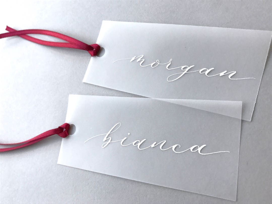 Calligraphy Vellum Name Tags/ Vellum Placecards/ Wedding Place Etsy