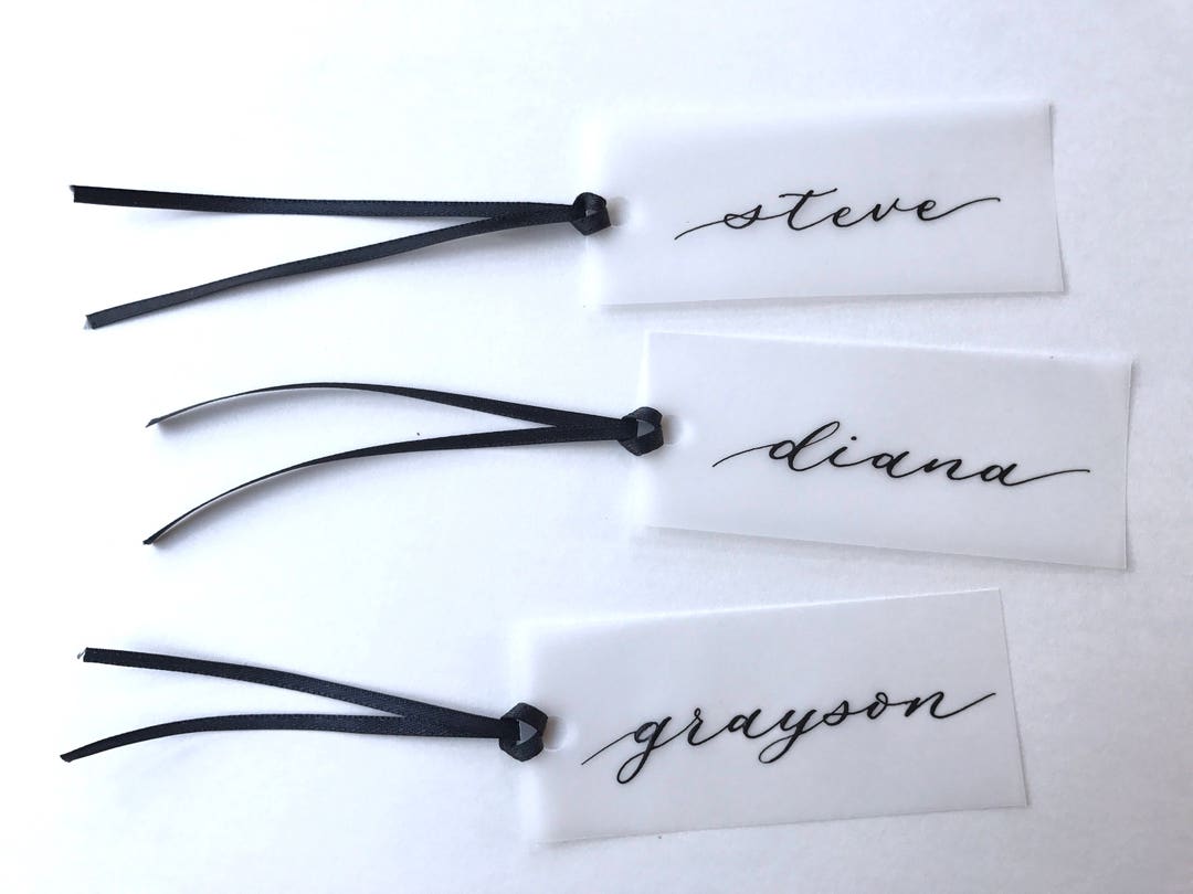 Classic Black Calligraphy Vellum Name Tags/ Vellum Placecards/ Etsy