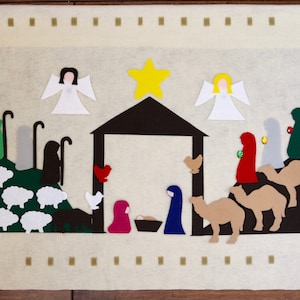 DYI PATTERN No Sew Nativity Felt Advent Calendar - Christmas Countdown - Christmas Bible Story Advent Calendar - Felt Craft - Religious