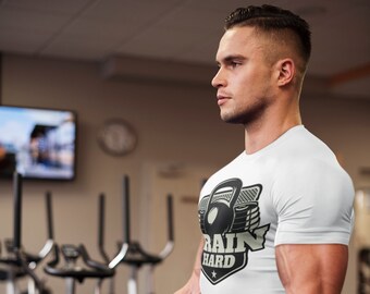 Train Hard Gym T-Shirt: Weightlifting Workout Apparel