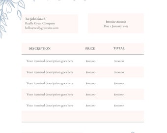 Factura imprimible, Factura comercial, Descarga instantánea, Factura de servicio, Plantilla de factura,