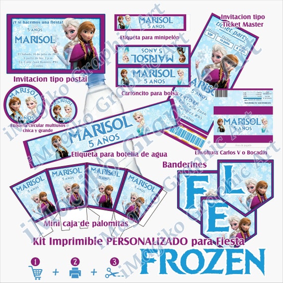 Elsa Olaf Stickers Round Party Labels 24 x 4cm Personalised Frozen Anna