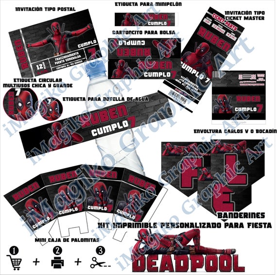 Personalized Printable Kit For Parties Avengers Deadpool Etsy