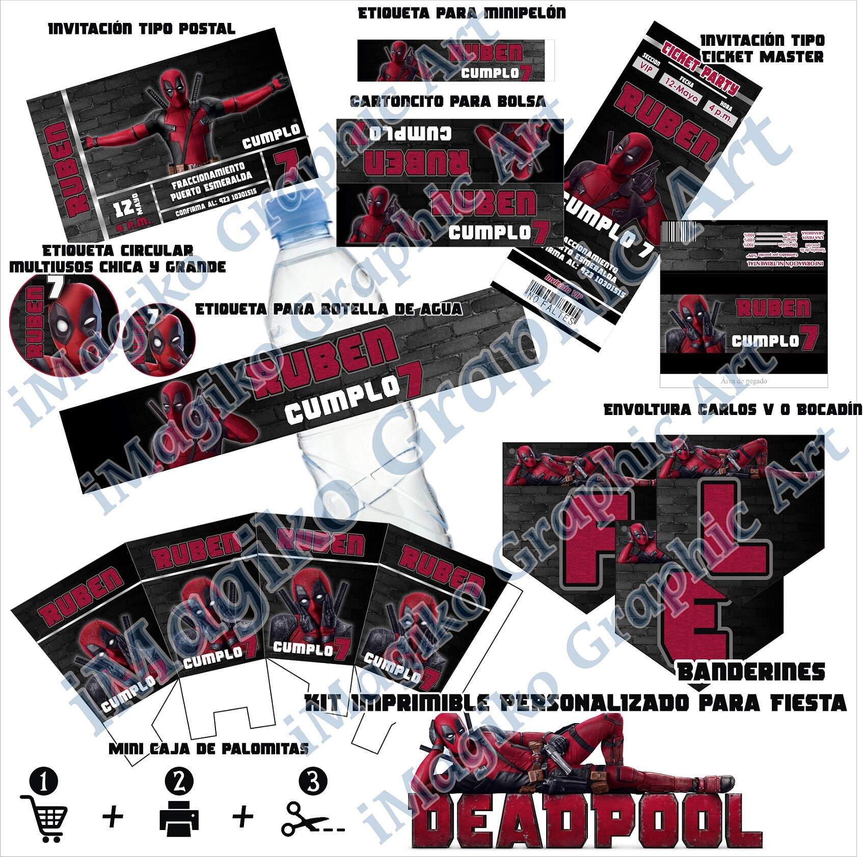 Personalized Printable Kit For Parties Avengers Deadpool Etsy