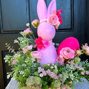 Pink Bunny Centerpiece Pink Spring Arrangement Pink Rabbit Centerpiece ...