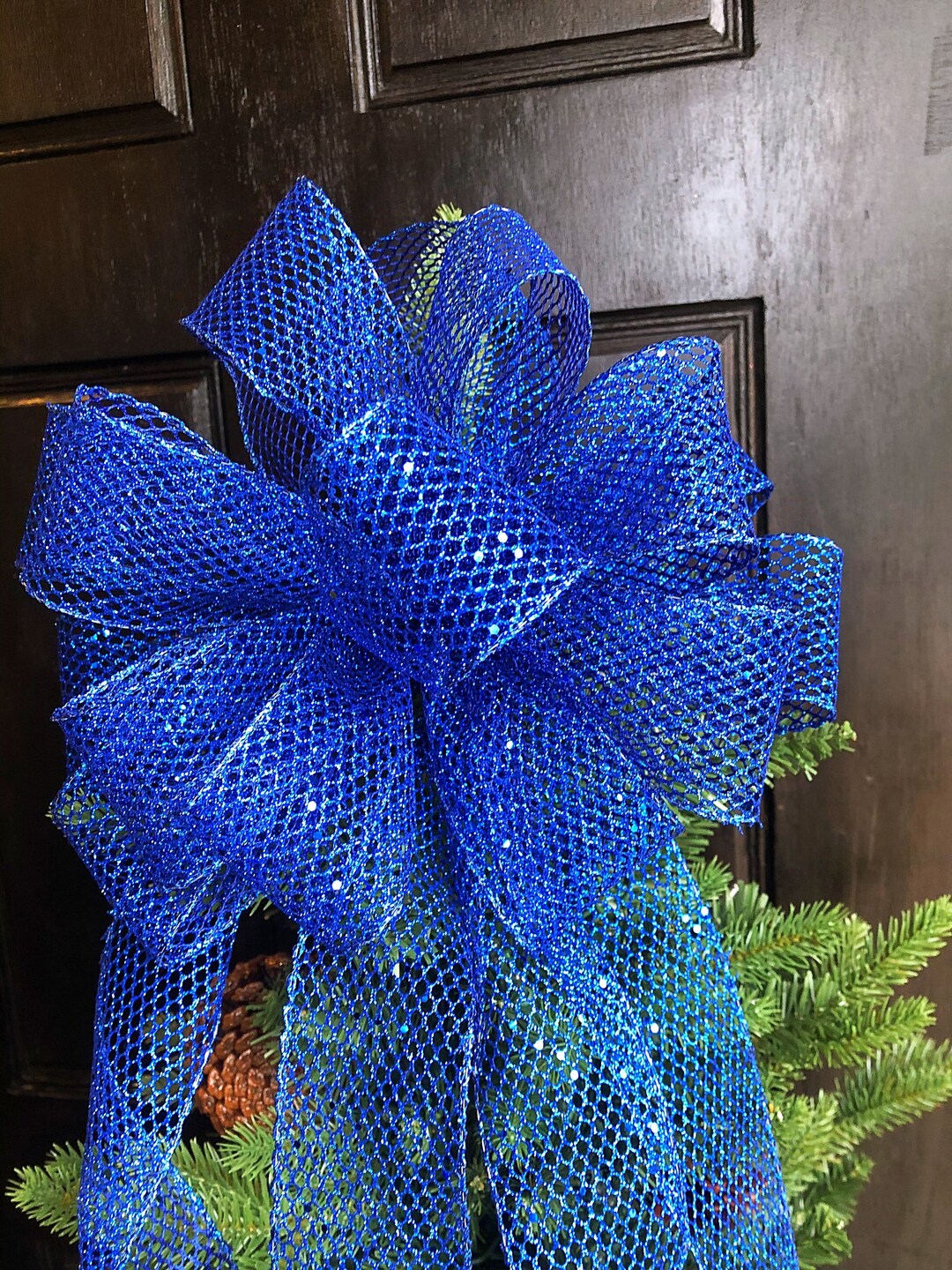 Royal Blue Christmas Tree Bow Navy Blue Christmas Bow Blue Theme Tree