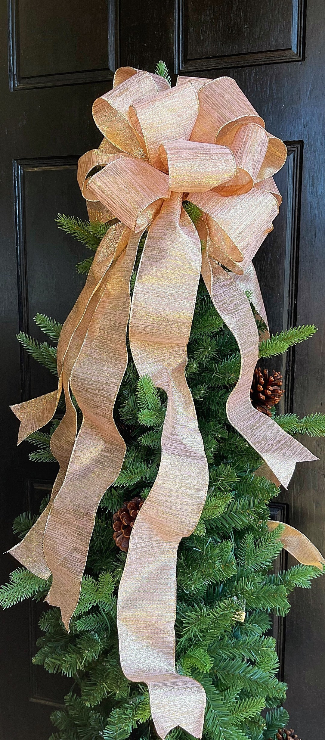 Rose Gold Accents Christmas Tree Bow Rose Gold Christmas Bow Rose Gold