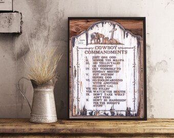 New The Cowboy/'s Ten Commandments Plaque Western Decor Home and Wall Decor