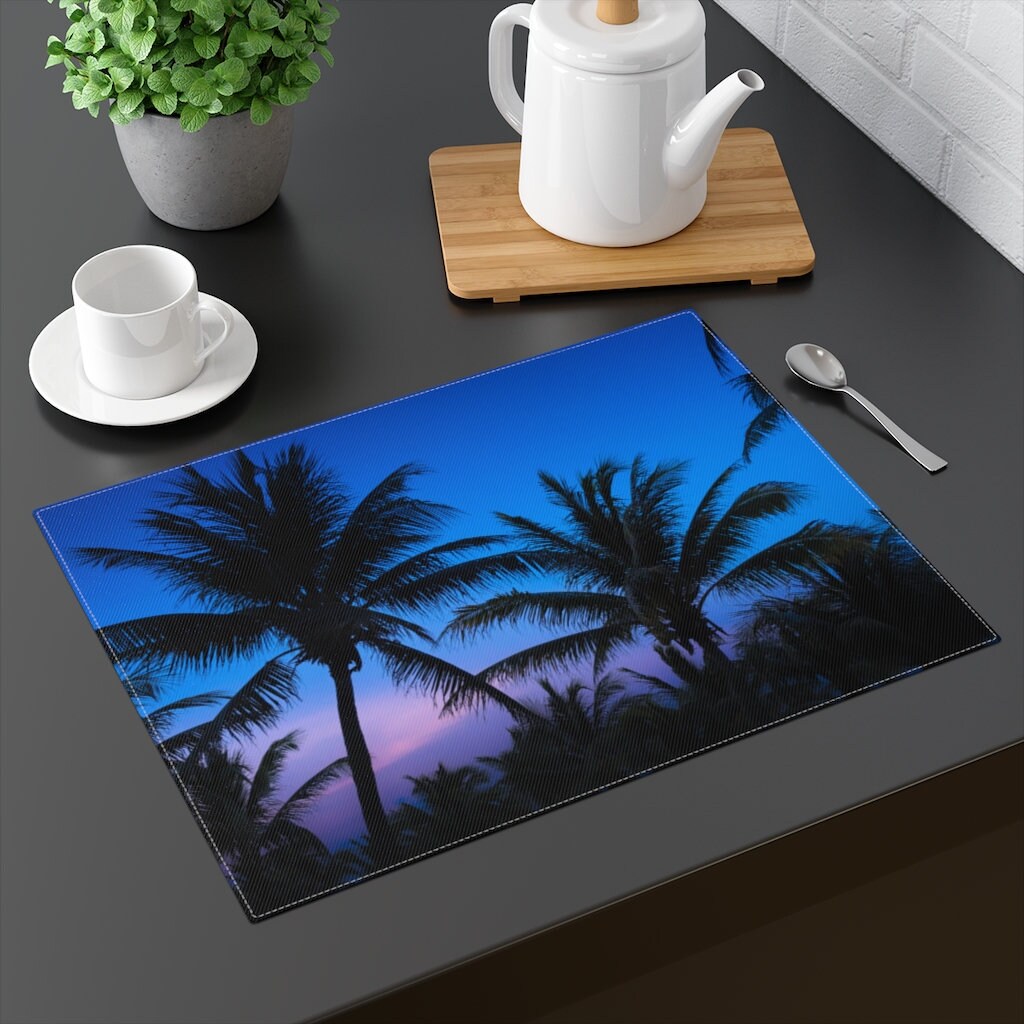 Palm Tree Placemat, Caribbean Decor, 100 Cotton Placemat, Washable