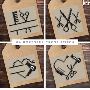 Kruissteekpatroon kleine kapper hart download pdf, 32 steken, kleine, eenvoudige en gemakkelijke ontwerpen voor beginners, haarstylist, kapper