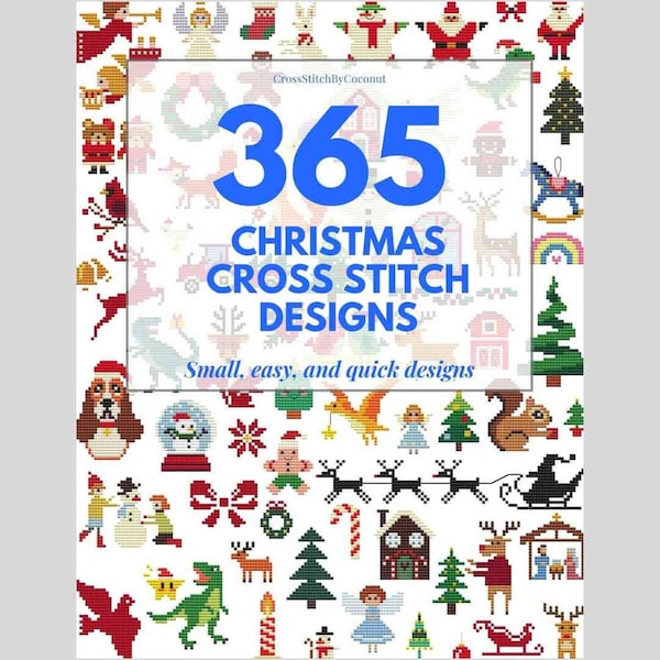 365 Christmas cross stitch designs, Small, easy, and quick designs, Tiny Christmas, Mini Christmas, Mini ornament, Gift tags, PDF download