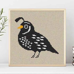 PATTERN : Animal cross stitch pattern, Quail, Modern Cross Stitch Pattern, Cute Cross Stitch Pattern, Instant Download
