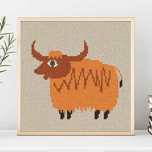 PATTERN : Animal cross stitch pattern, Yak, Modern Cross Stitch Pattern, Cute Cross Stitch Pattern, Instant Download