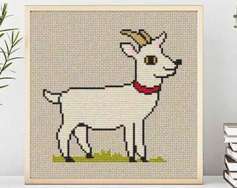 PATTERN : Animal cross stitch pattern, Goat, Modern Cross Stitch Pattern, Cute Cross Stitch Pattern, Instant Download