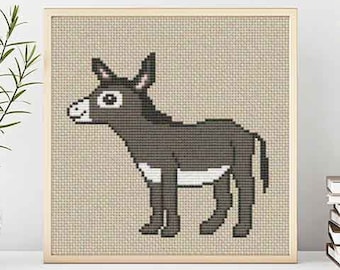 PATTERN : Animal cross stitch pattern, Donkey, Modern Cross Stitch Pattern, Cute Cross Stitch Pattern, Instant Download